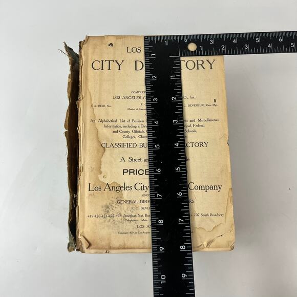 1909 Los Angeles CA City Directory POOR Ancestry Genealogy Antique Vtg Reference - Picture 6 of 12